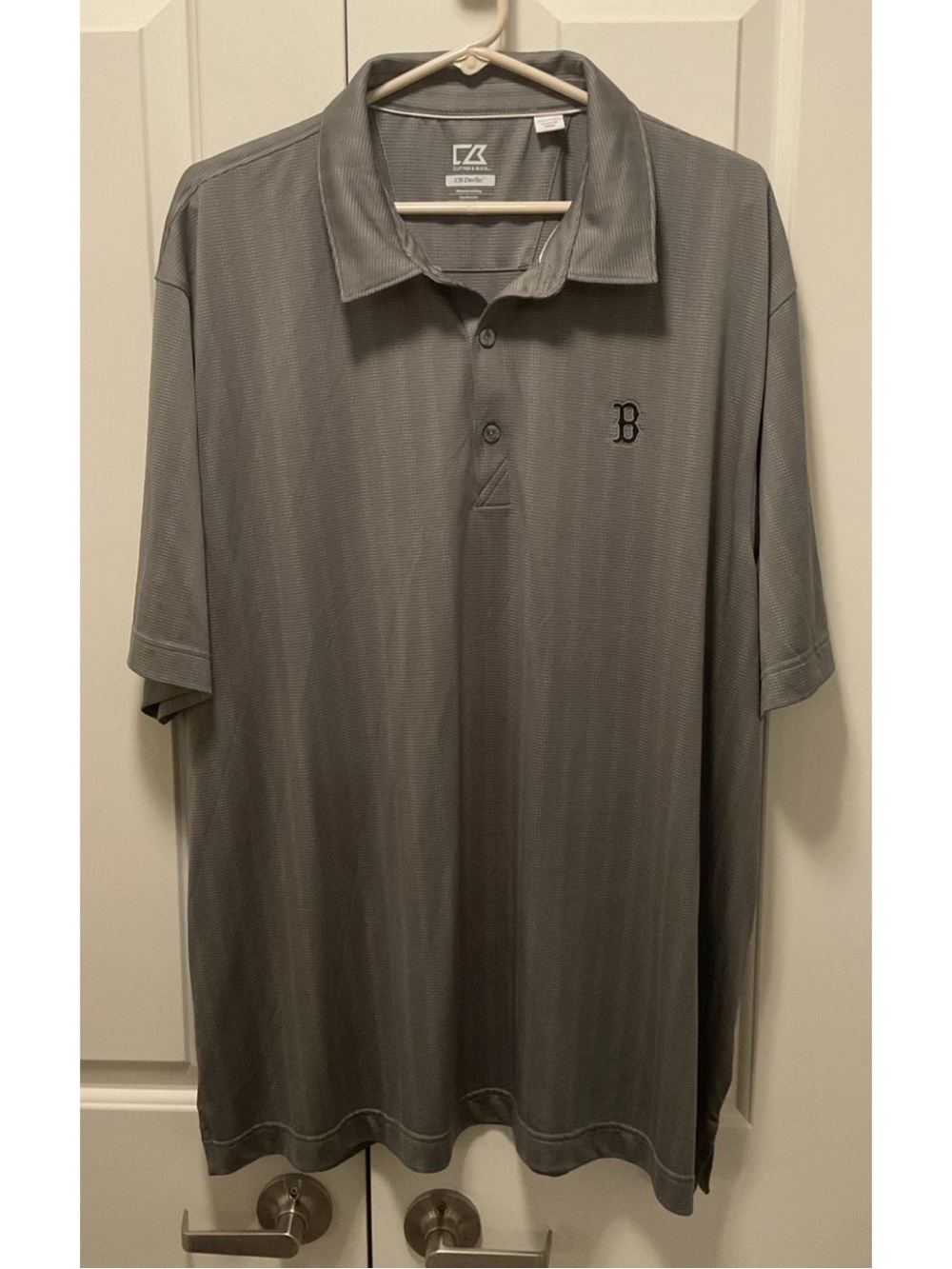 Cutter & Buck Drytec Mens Golf Polo w/Boston Red Sox Logo Gray 2XL EUC